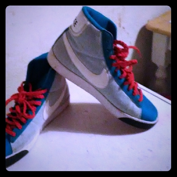 Blue and pink and gray Nike´s